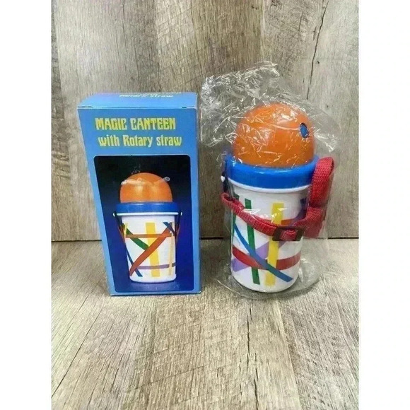 Vtg Pecoware Magic Canteen Bottle w/ Rotary Straw & Strap Original Box 90s NEW - Picture 1 of 3